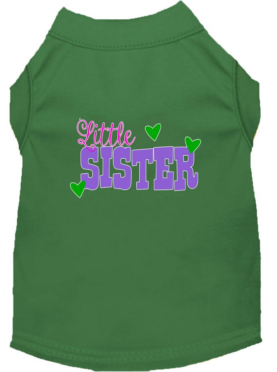 Little Sister Screen Print Dog Shirt Green Med